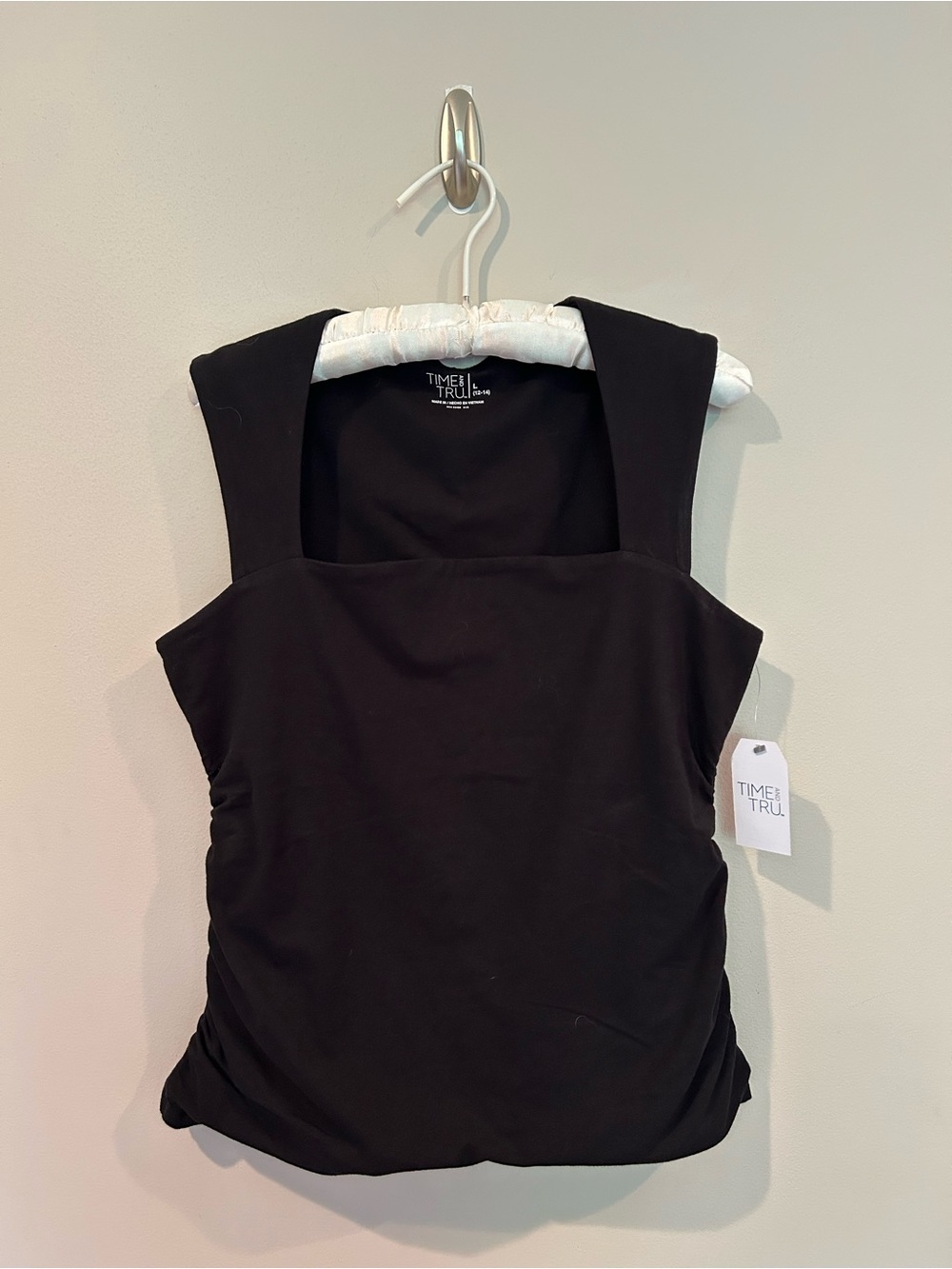 NWT Time and Tru Black Square-Neck “date night top” size Large